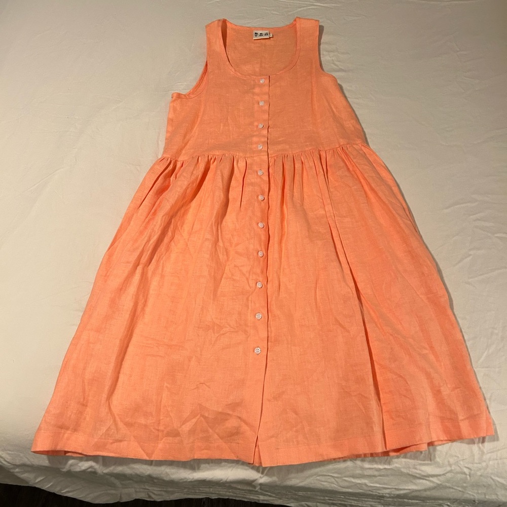 Beaton linen gathered dress